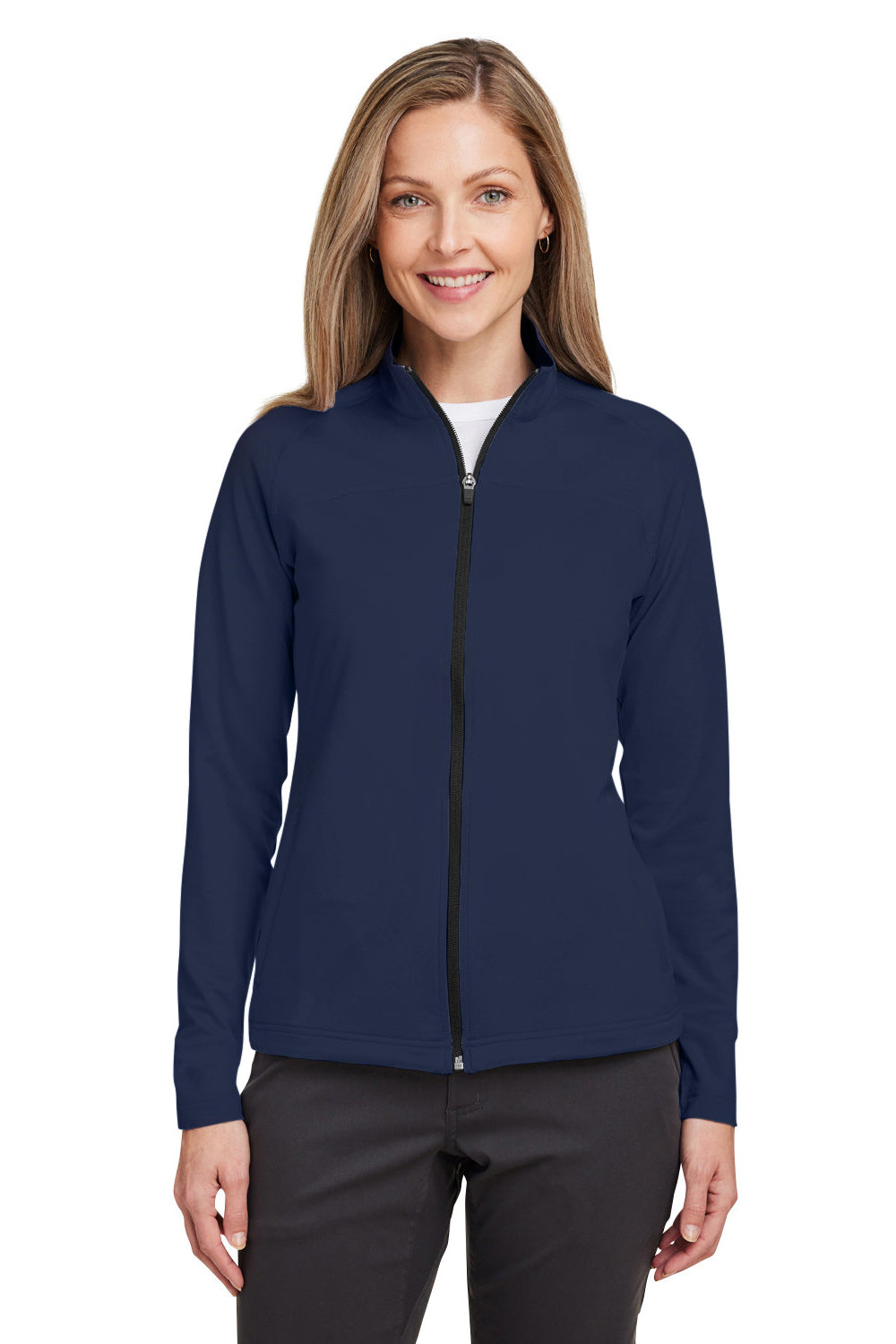 Swannies Golf SWF400L Womens Cora Full Zip Jacket Navy Blue Model Front