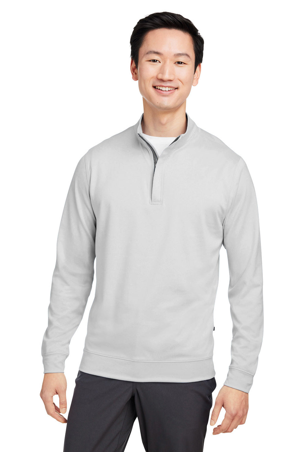 Swannies Golf SWM500 Mens McKinnon 1/4 Zip Sweatshirt Glacier Grey Model Front