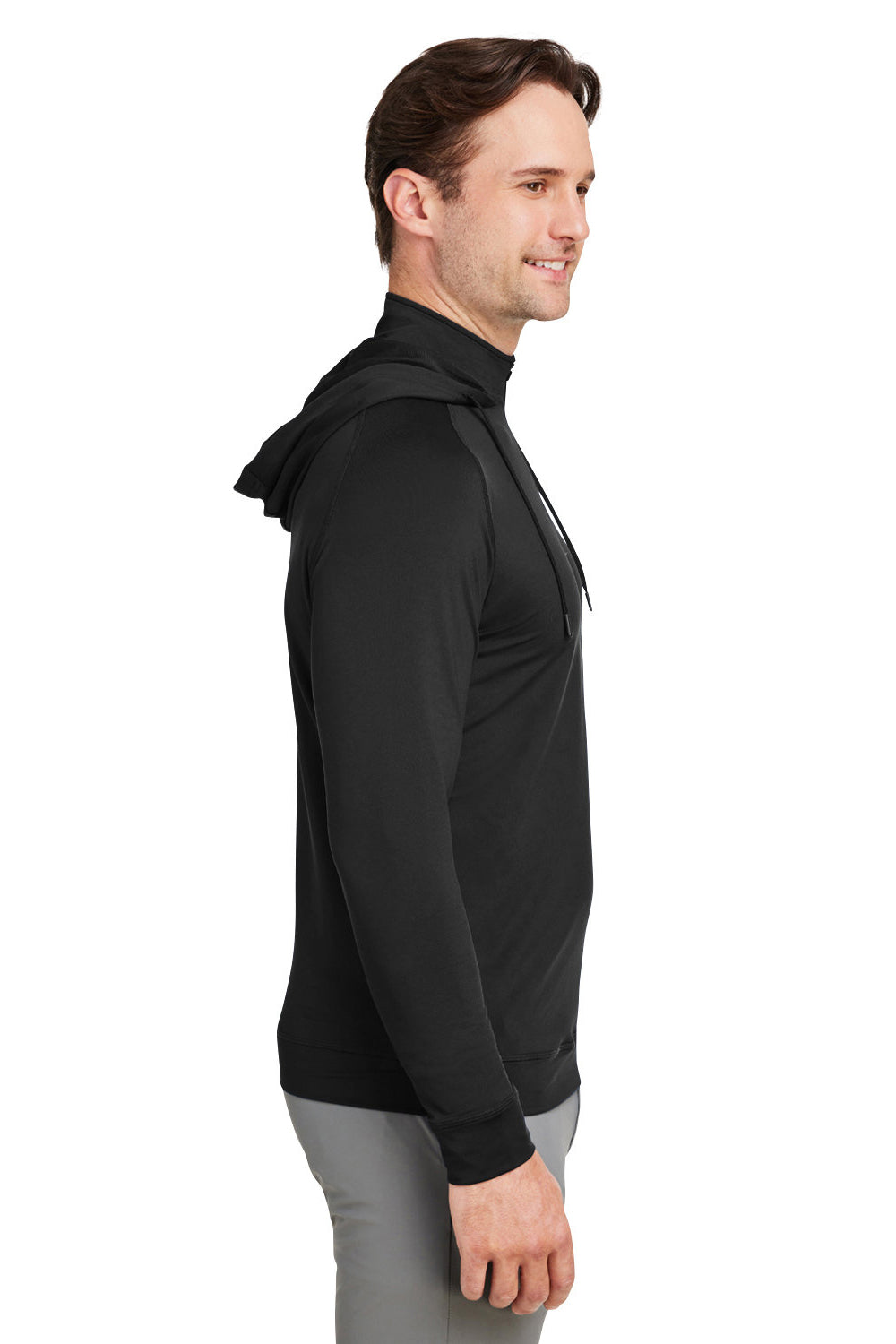 Swannies Golf SWV600 Mens Vandyke 1/4 Zip Hooded  Sweatshirt Hoodie Black Model Side