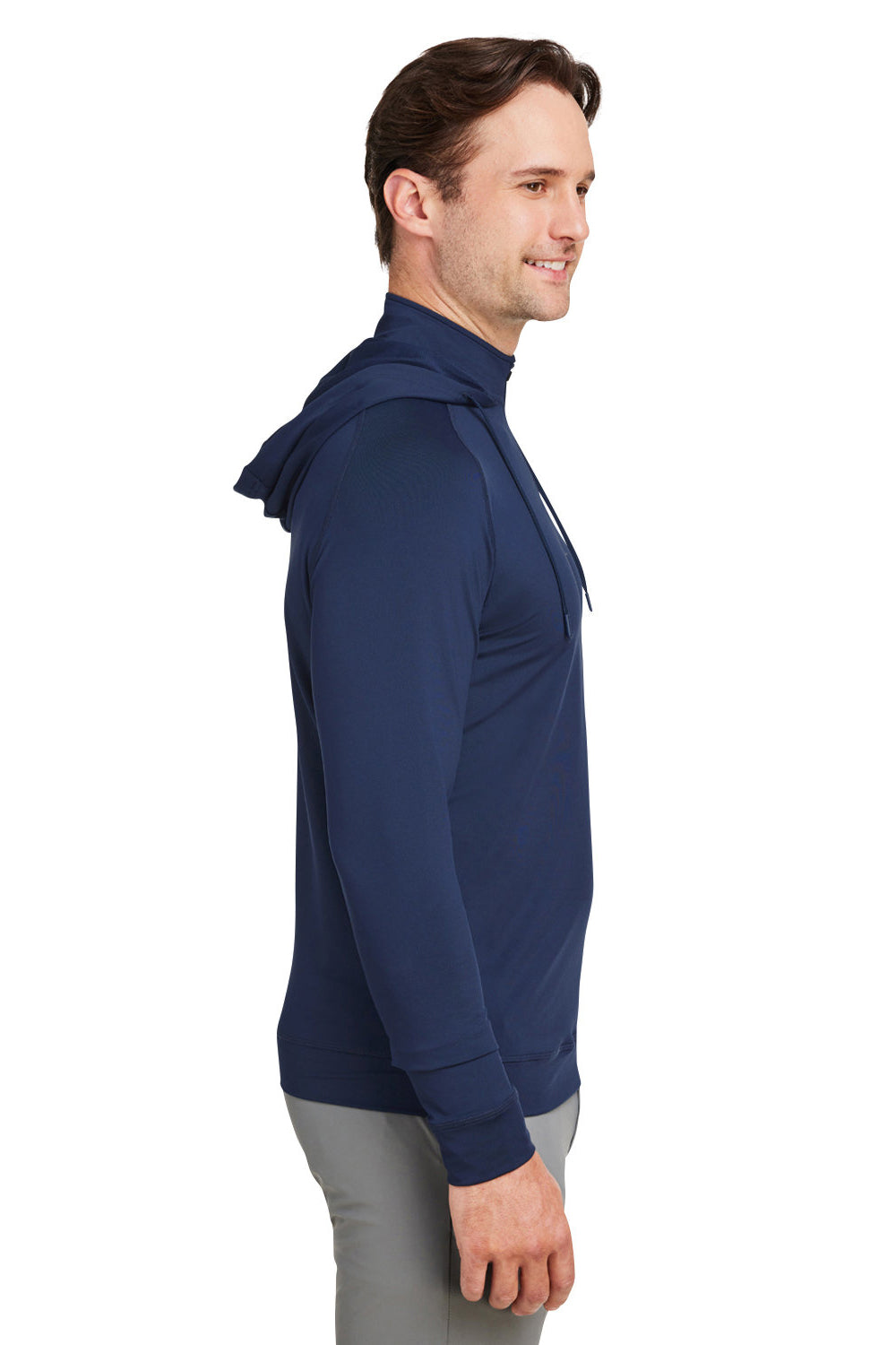 Swannies Golf SWV600 Mens Vandyke 1/4 Zip Hooded  Sweatshirt Hoodie Navy Blue Model Side
