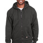 Berne Mens Heritage Fleece Full Zip Hooded Sweatshirt Hoodie - Charcoal Grey
