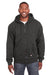 Berne SZ101 Mens Heritage Fleece Full Zip Hooded Sweatshirt Hoodie w/ Pockets Charcoal Grey Model Front