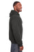 Berne SZ101 Mens Heritage Fleece Full Zip Hooded Sweatshirt Hoodie w/ Pockets Charcoal Grey Model Side