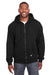 Berne SZ101 Mens Heritage Fleece Full Zip Hooded Sweatshirt Hoodie w/ Pockets Black Model Front