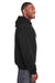 Berne SZ101 Mens Heritage Fleece Full Zip Hooded Sweatshirt Hoodie w/ Pockets Black Model Side