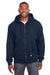 Berne SZ101 Mens Heritage Fleece Full Zip Hooded Sweatshirt Hoodie w/ Pockets Navy Blue Model Front