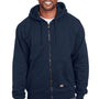 Berne Mens Heritage Fleece Full Zip Hooded Sweatshirt Hoodie - Navy Blue