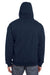 Berne SZ101 Mens Heritage Fleece Full Zip Hooded Sweatshirt Hoodie w/ Pockets Navy Blue Model Back