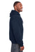 Berne SZ101 Mens Heritage Fleece Full Zip Hooded Sweatshirt Hoodie Navy Blue Model Side