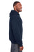 Berne SZ101 Mens Heritage Fleece Full Zip Hooded Sweatshirt Hoodie w/ Pockets Navy Blue Model Side