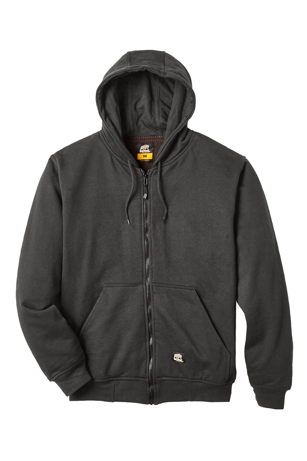 Berne SZ101 Mens Heritage Fleece Full Zip Hooded Sweatshirt Hoodie w/ Pockets Charcoal Grey Flat Front