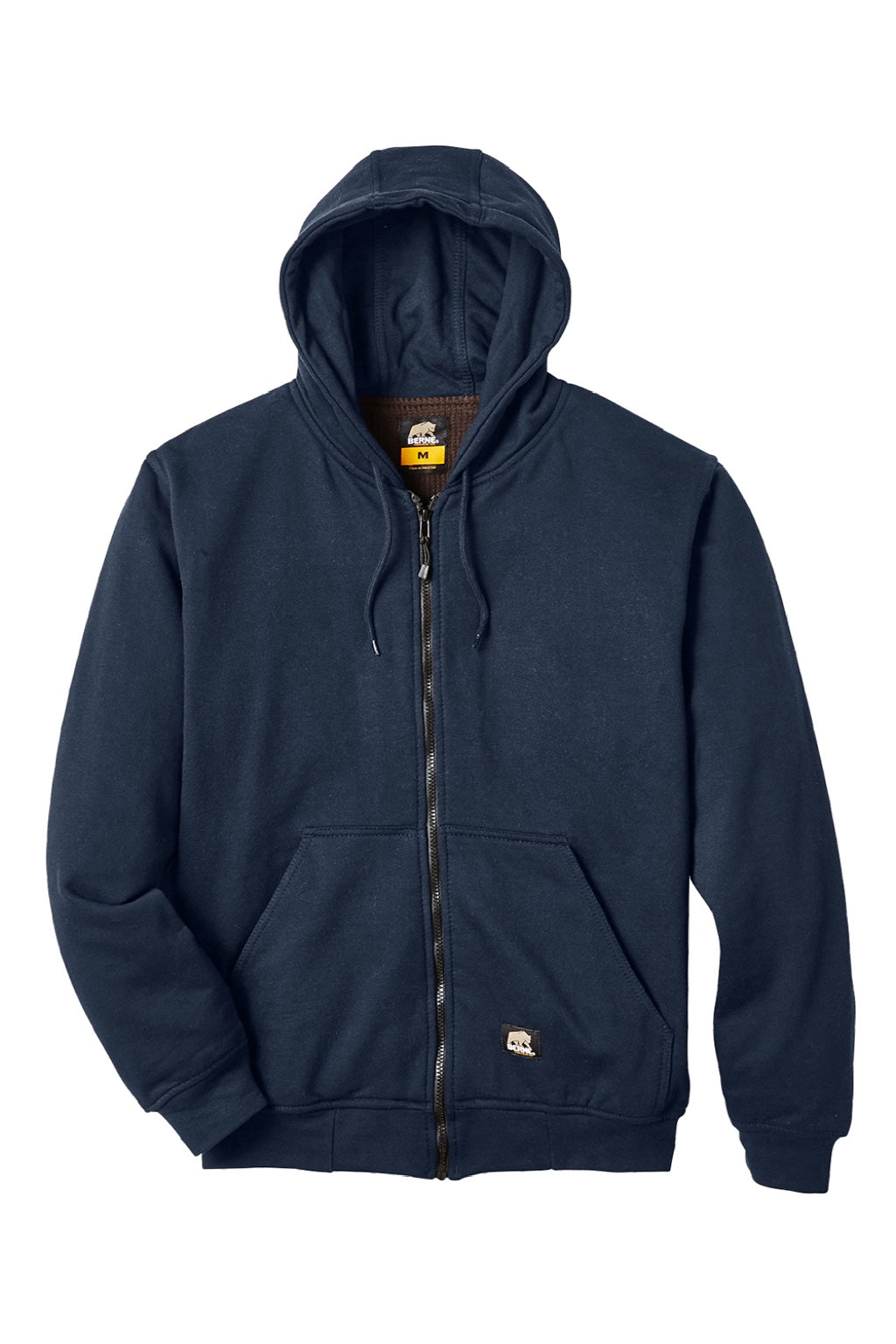 Berne SZ101 Mens Heritage Fleece Full Zip Hooded Sweatshirt Hoodie w/ Pockets Navy Blue Flat Front