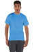 Champion T425 Mens Short Sleeve Crewneck T-Shirt Light Blue Model Front