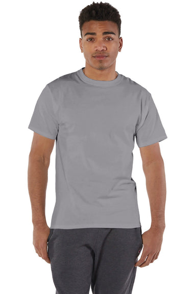 Champion T425 Mens Short Sleeve Crewneck T-Shirt Stone Grey Model Front