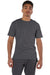 Champion T425 Mens Short Sleeve Crewneck T-Shirt Heather Charcoal Grey Model Front