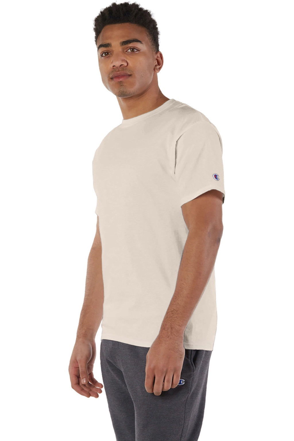 Champion T425 Mens Short Sleeve Crewneck T-Shirt Sand Model 3q