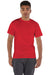 Champion T425 Mens Short Sleeve Crewneck T-Shirt Red Model Front