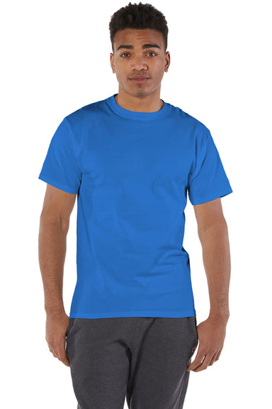 Champion T425 Mens Short Sleeve Crewneck T-Shirt Royal Blue Model Front