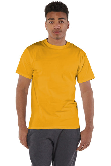 Champion T425 Mens Short Sleeve Crewneck T-Shirt Gold Model Front