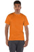 Champion T425 Mens Short Sleeve Crewneck T-Shirt Orange Model Front