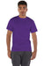 Champion T425 Mens Short Sleeve Crewneck T-Shirt Purple Model Front