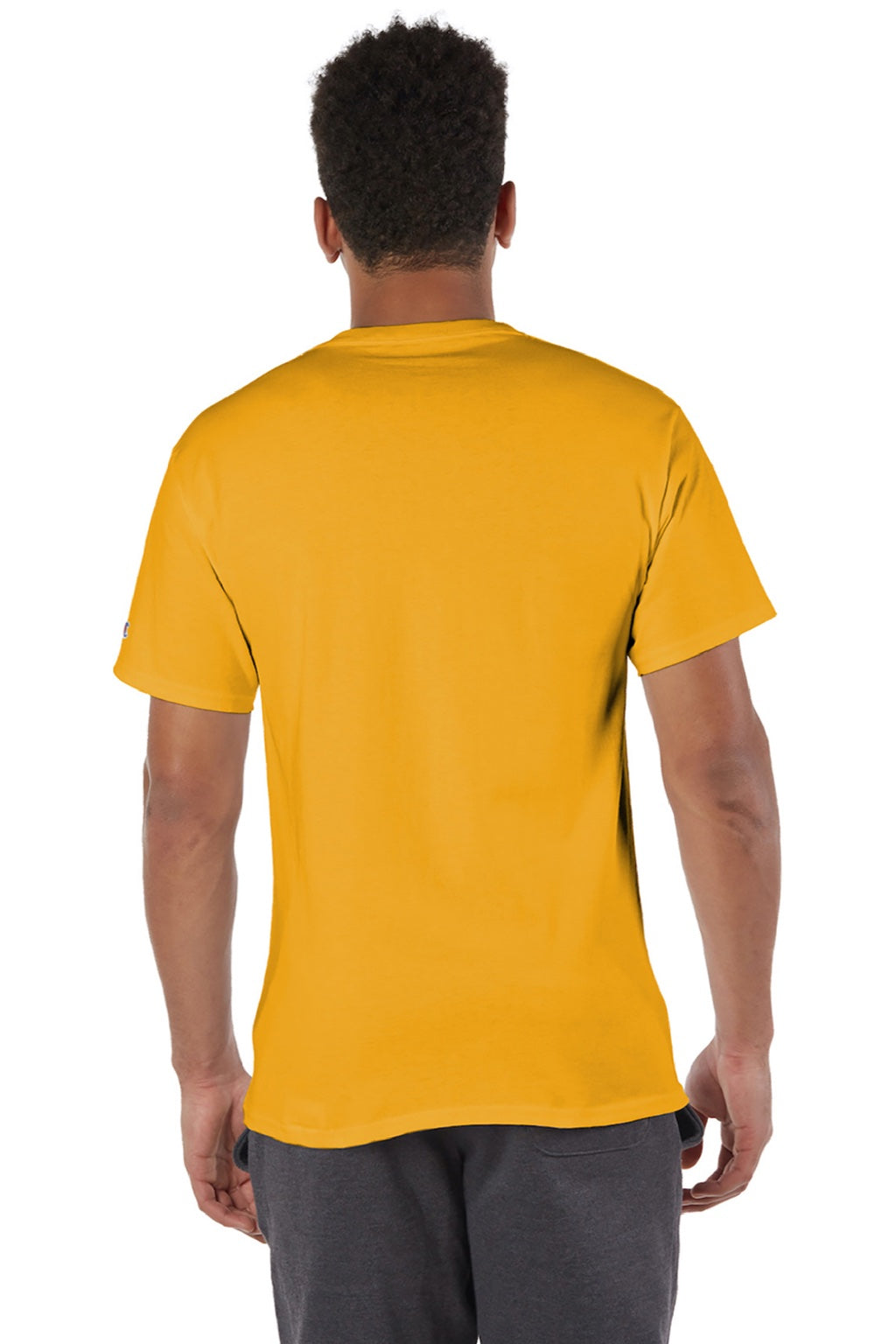 Champion T425 Mens Short Sleeve Crewneck T-Shirt Gold Model Back