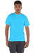 Champion T425 Mens Short Sleeve Crewneck T-Shirt Lagoon Blue Model Front
