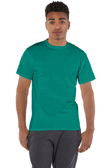 Champion T425 Mens Short Sleeve Crewneck T-Shirt Emerald Green Model Front