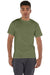 Champion T425 Mens Short Sleeve Crewneck T-Shirt Fresh Olive Green Model Front