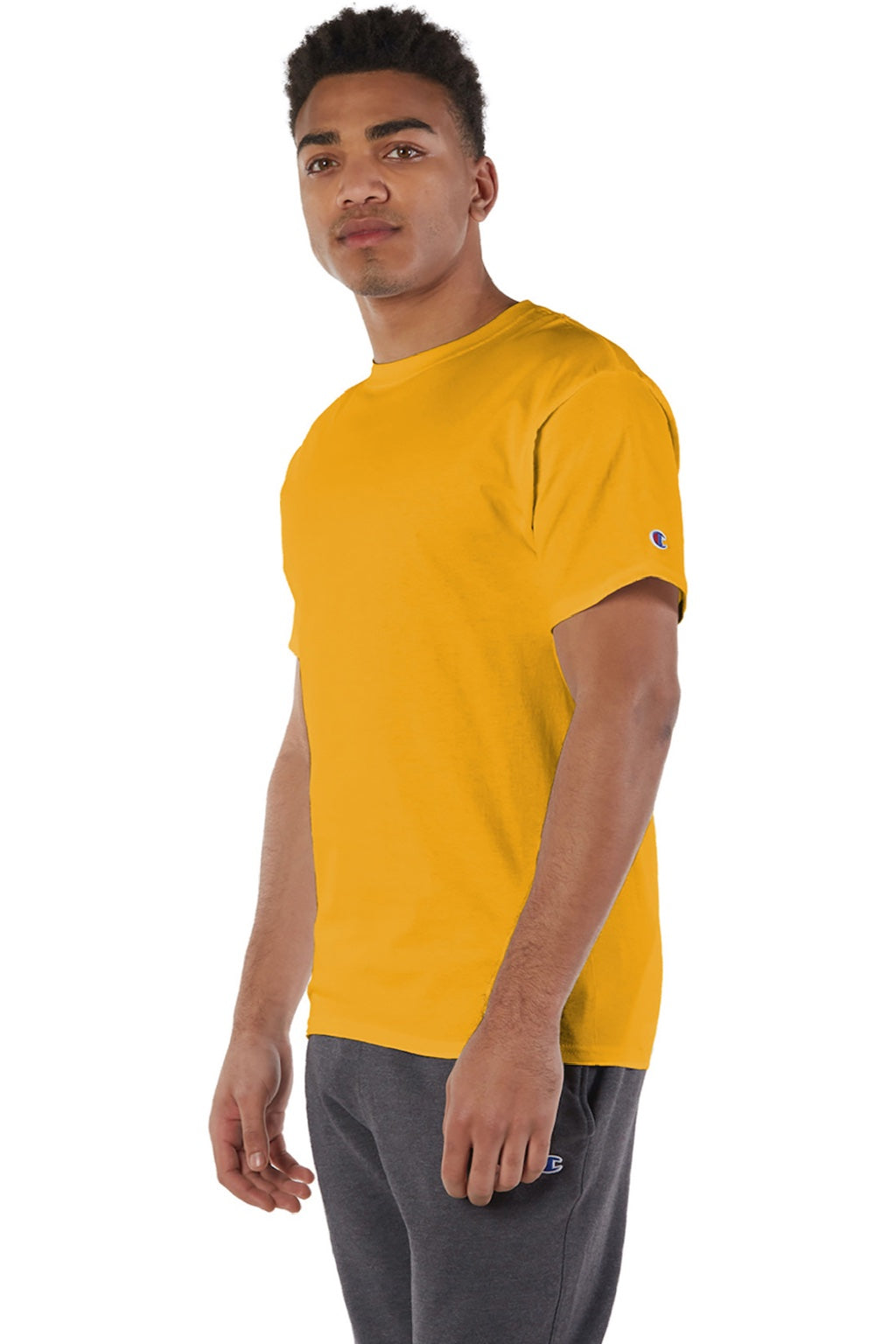 Champion T425 Mens Short Sleeve Crewneck T-Shirt Gold Model 3q