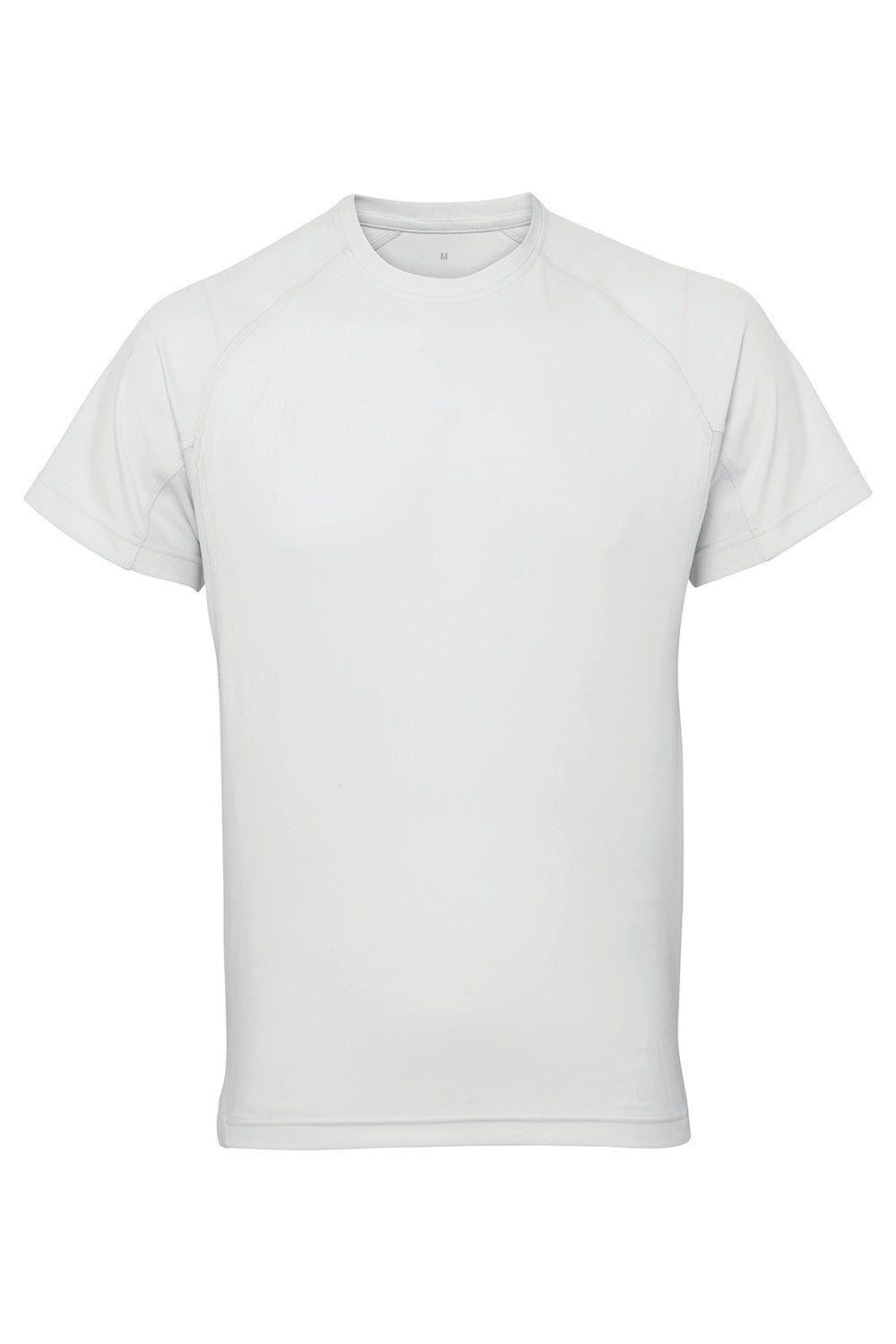 TriDri TD011 Mens Paneled Tech Moisture Wicking Short Sleeve Crewneck T-Shirt White Flat Front