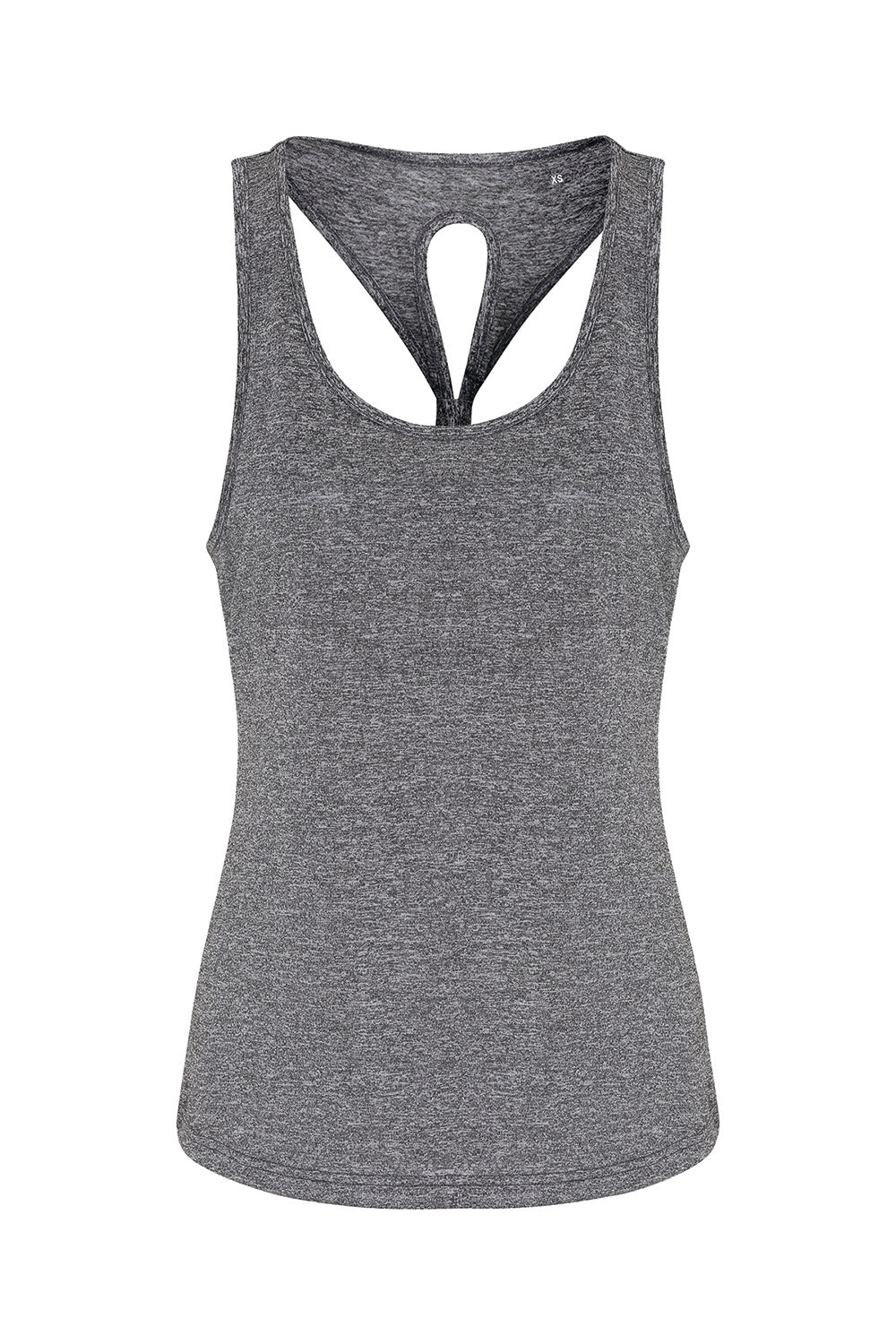 TriDri TD042 Womens Venus Knot Back Moisture Wicking Tank Top Black Melange Flat Front