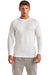 TriDri TD050 Mens Paneled Tech Moisture Wicking Long Sleeve Crewneck T-Shirt White Model Front