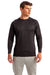 TriDri TD050 Mens Paneled Tech Moisture Wicking Long Sleeve Crewneck T-Shirt Black Model Front
