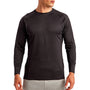 TriDri Mens Paneled Tech Moisture Wicking Long Sleeve Crewneck T-Shirt - Black