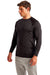 TriDri TD050 Mens Paneled Tech Moisture Wicking Long Sleeve Crewneck T-Shirt Black Model 3q