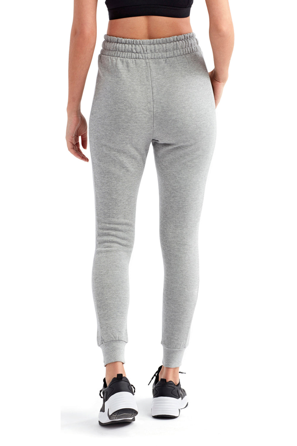 TriDri TD055 Womens Maria Fitted Jogger Sweatpants w/ Pockets Heather Grey Model Back
