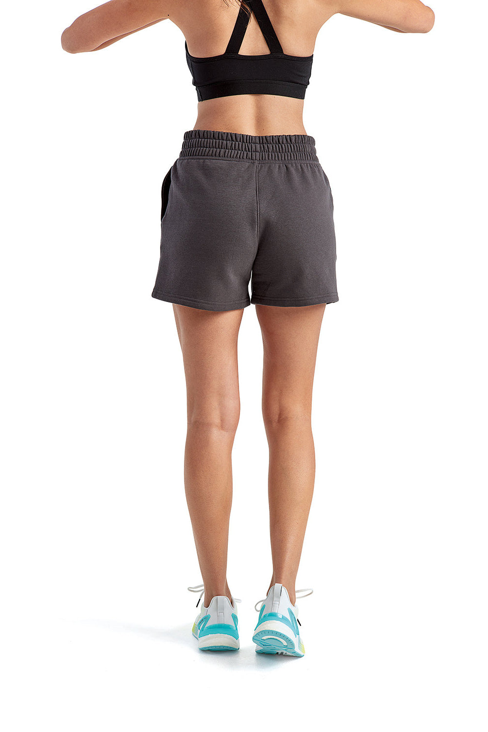 TriDri TD062 Womens Maria Jogger Shorts w/ Pockets Charcoal Grey Model Back