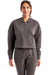 TriDri TD077 Womens Alice 1/4 Zip Hooded Sweatshirt Hoodie w/ Pouch Pocket Charcoal Grey Model Front