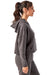 TriDri TD077 Womens Alice 1/4 Zip Hooded Sweatshirt Hoodie w/ Pouch Pocket Charcoal Grey Model Side