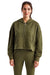 TriDri TD077 Womens Alice 1/4 Zip Hooded Sweatshirt Hoodie w/ Pouch Pocket Olive Green Model Front