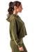 TriDri TD077 Womens Alice 1/4 Zip Hooded Sweatshirt Hoodie w/ Pouch Pocket Olive Green Model Side