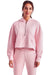 TriDri TD077 Womens Alice 1/4 Zip Hooded Sweatshirt Hoodie w/ Pouch Pocket Light Pink Model Front