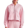 TriDri Womens Alice 1/4 Zip Hooded Sweatshirt Hoodie w/ Pouch Pocket - Light Pink