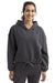 TriDri TD085 Womens Maria Cropped Hooded Sweatshirt Hoodie Charcoal Grey Model Front