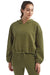 TriDri TD085 Womens Maria Cropped Hooded Sweatshirt Hoodie Olive Green Model Front