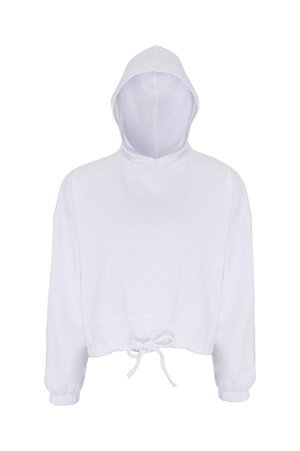 TriDri TD085 Womens Maria Cropped Hooded Sweatshirt Hoodie White Flat Front