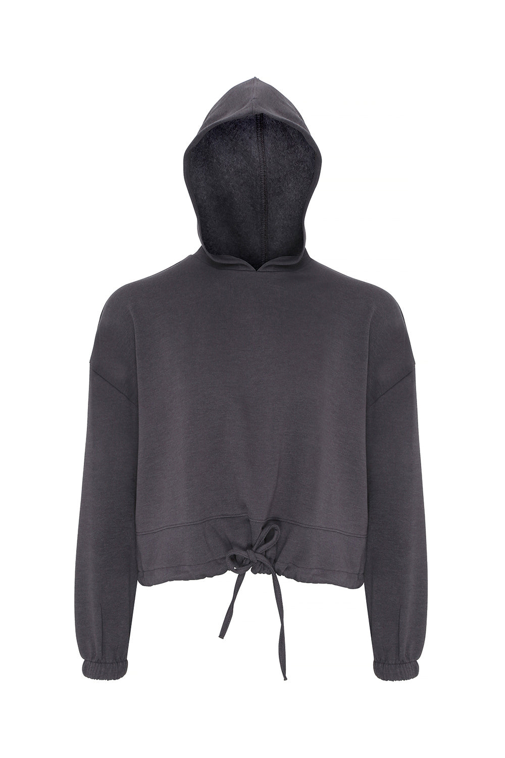 TriDri TD085 Womens Maria Cropped Hooded Sweatshirt Hoodie Charcoal Grey Flat Front