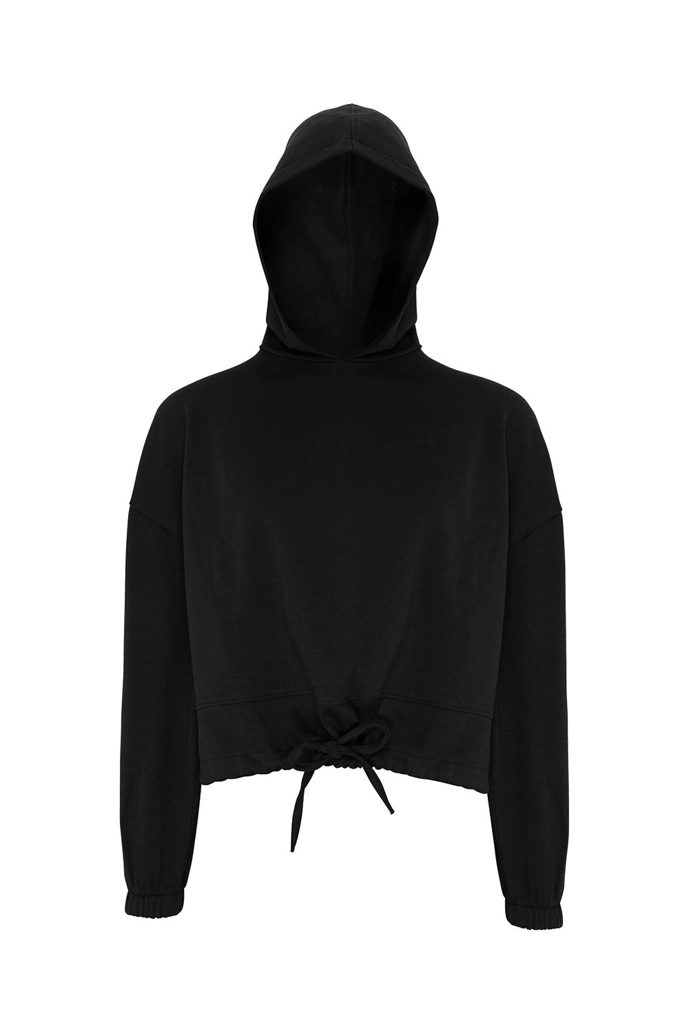 TriDri TD085 Womens Maria Cropped Hooded Sweatshirt Hoodie Black Flat Front