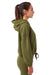TriDri TD085 Womens Maria Cropped Hooded Sweatshirt Hoodie Olive Green Model Side